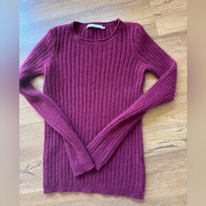 Harper Lane Rich Burgundy 100% Cashmere Knit Sweater Size Medium